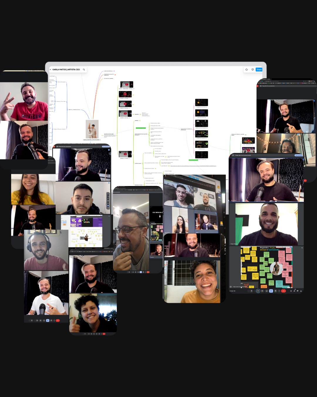 Mosaico de sessões do Programa Artista CEO com mentorados